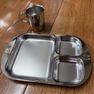 Kiddobloom Stainless Steel Compartment Tray and Mug Set